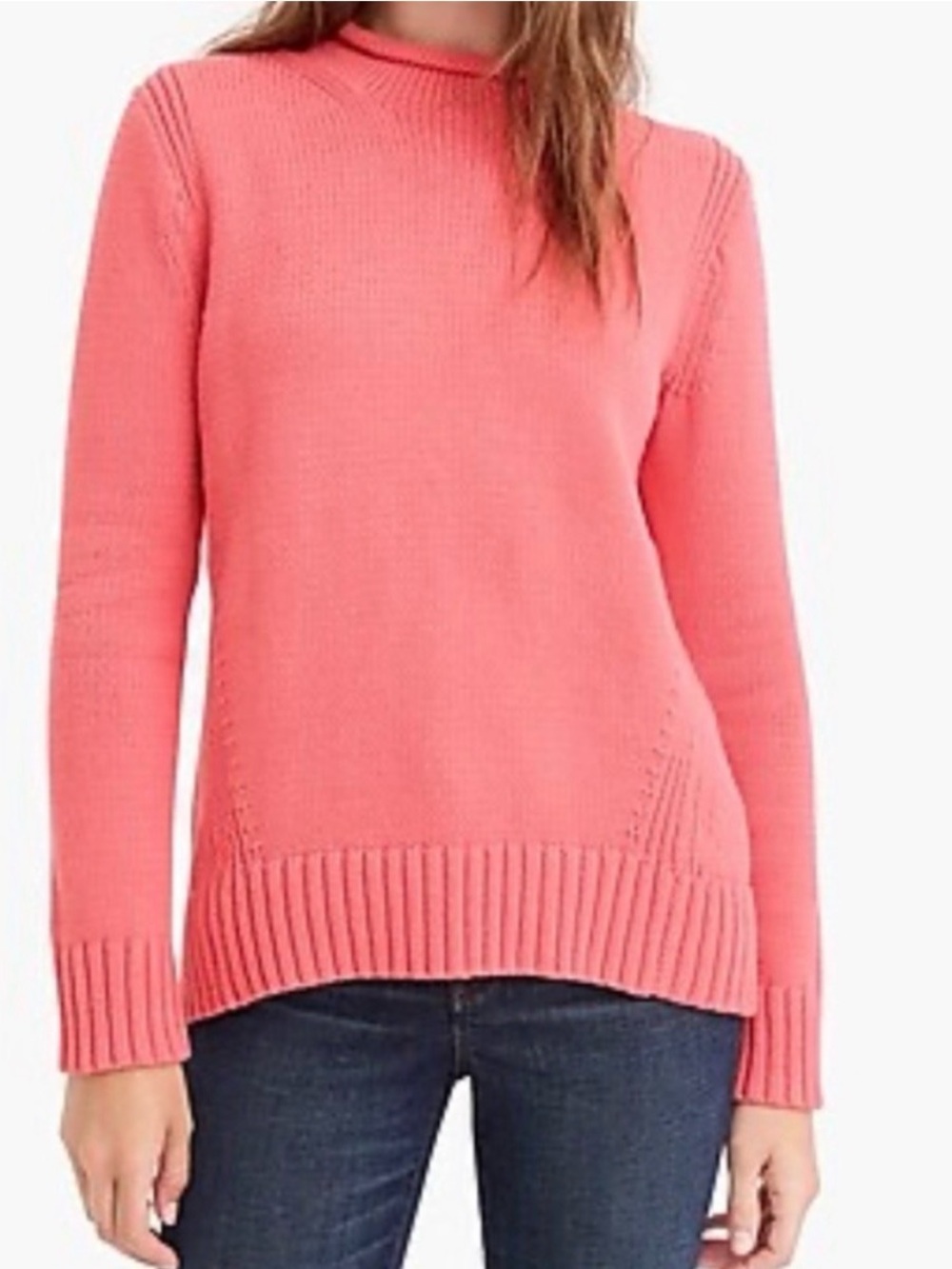 J. Crew Always Coral Mock rolled Neck Knit Sweater Sz S